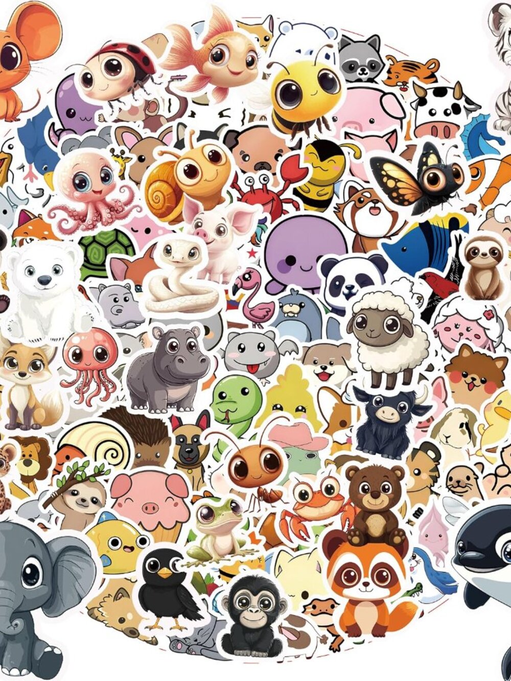 106PCS Non-Repeating Cate Animal Theme Stickers